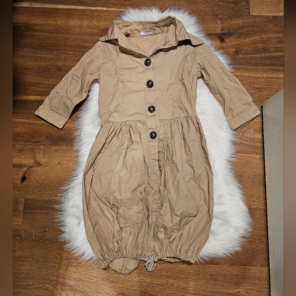Vintage Tan Button-Up Parachute Dress